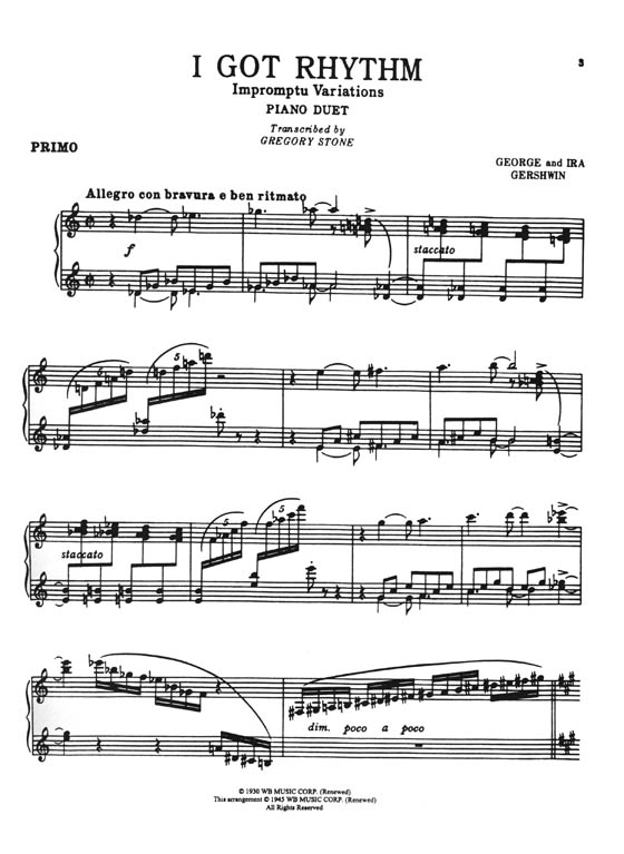 I Got Rhythm (Impromptu Variations)  Piano Duet (1 Piano, 4 Hands) Sheet
