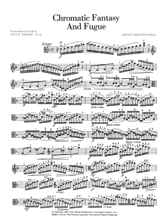 Bach Chromatic Fantasy and Fugue for Viola