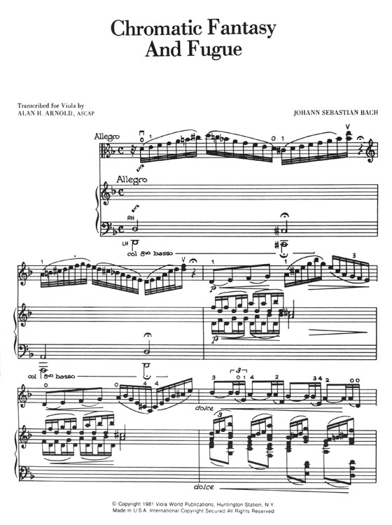 Bach Chromatic Fantasy and Fugue for Viola