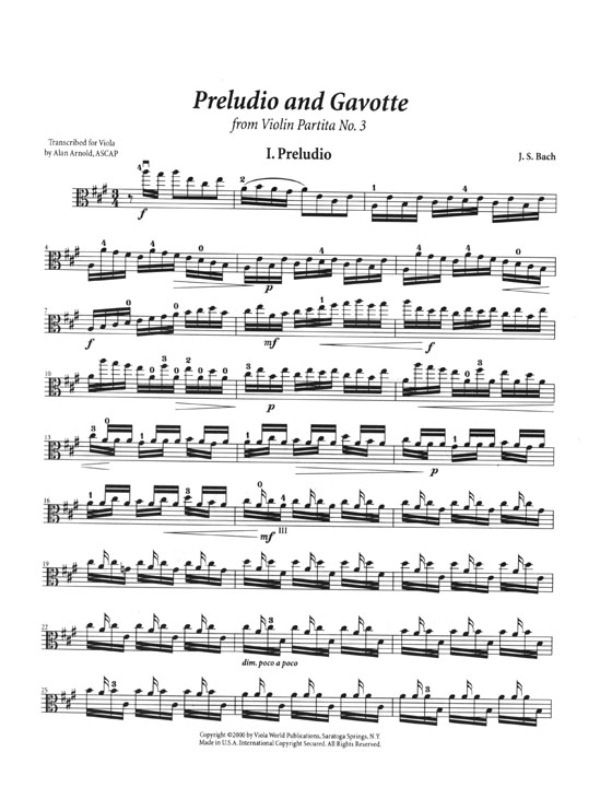 Bach Preludio & Gavotte from Violin Partita No. 3 for Viola