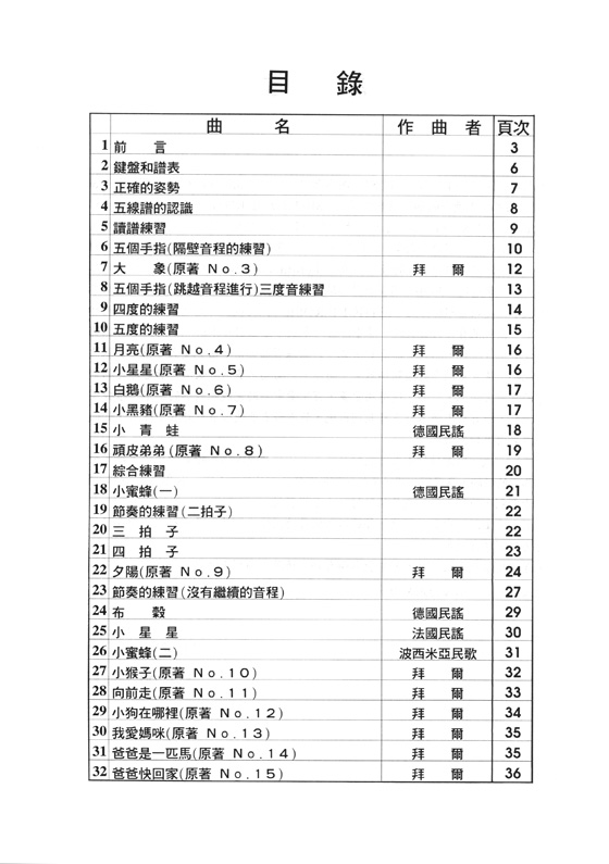 娃娃國 拜爾鋼琴彈唱教本 上冊