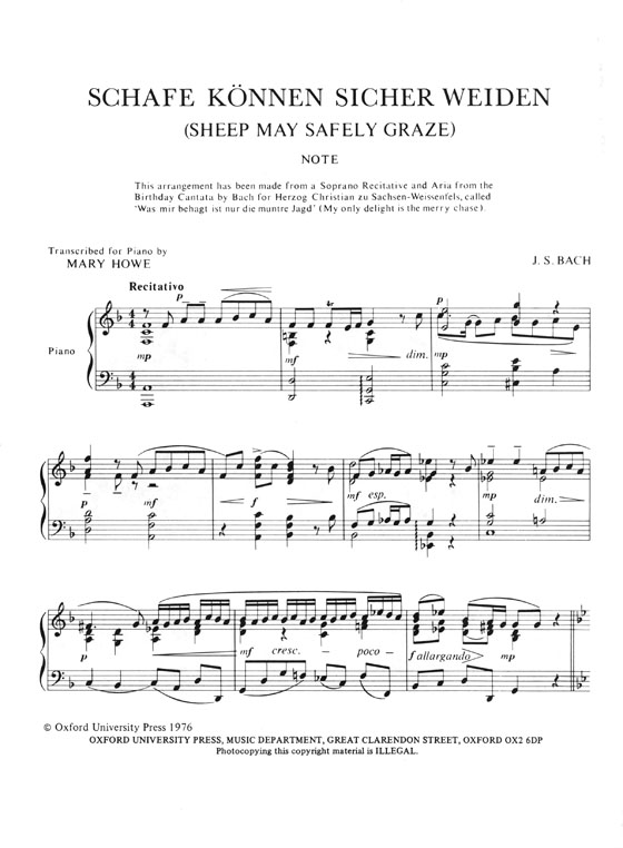 J.S.Bach Sheep May Safely Graze Transcription for Piano Solo
