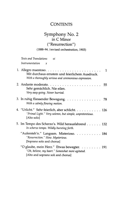 Mahler Symphony No. 2 in C Minor "Resurrection" Dover Miniature Scores