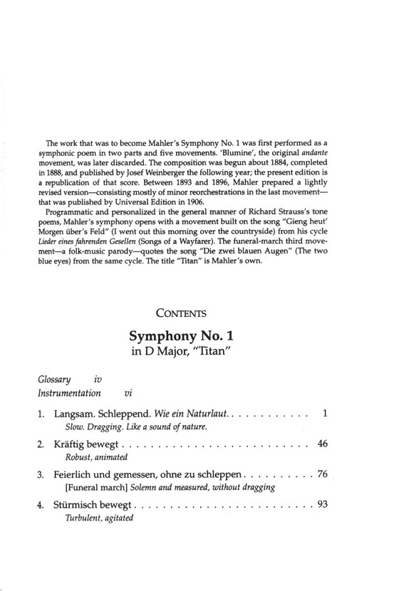 Mahler Symphony No. 1 in D Major, "Titan" Dover Miniature Scores Mahler Symphony No. 1 in D Major, "Titan" Dover Miniature Scores