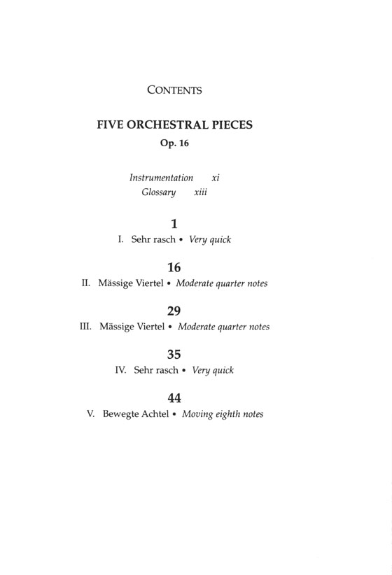 Schoenberg Five Orchestral Pieces, Op. 16 Dover Miniature Scores
