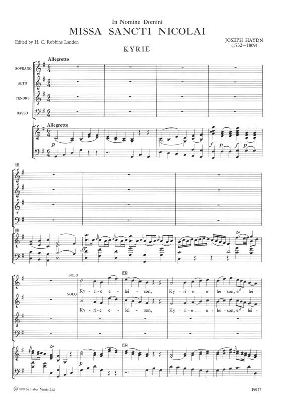 Haydn Missa Sancti Nicolai Vocal Score