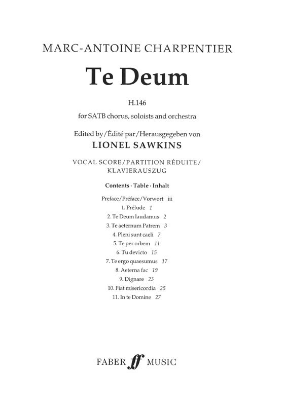 Charpentier Te Deum H. 148 Vocal Score