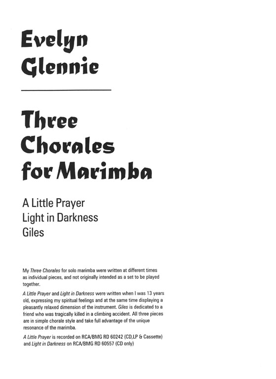 Evelyn Glennie Three Chorales for Marimba