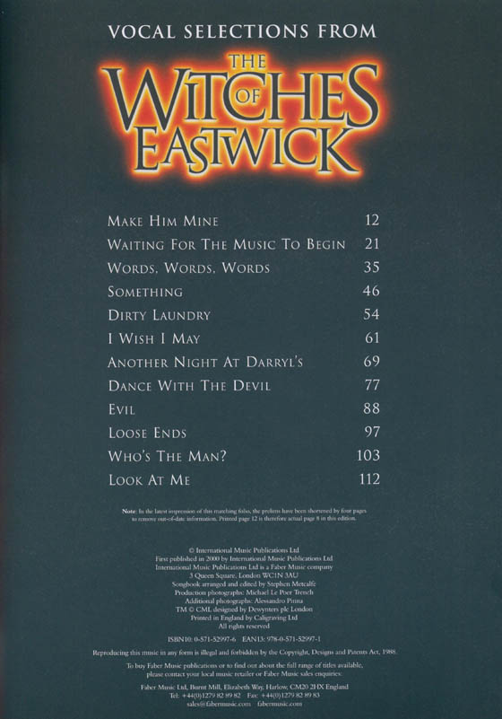 Dana Rowe: The Witches Of Eastwick - Vocal Selections	