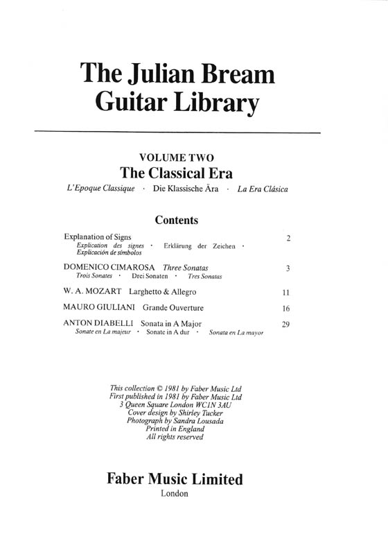 The Julian Bream Guitar Library Volume 2 The Classical Era