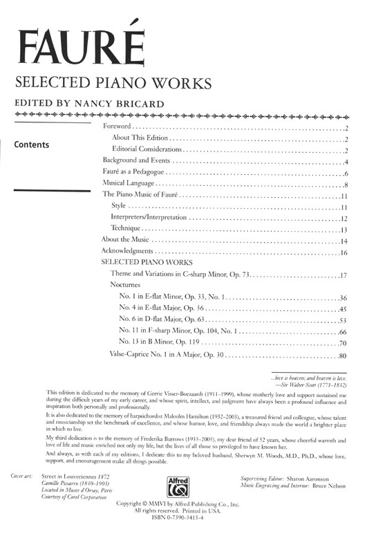 Fauré Selected Piano Works
