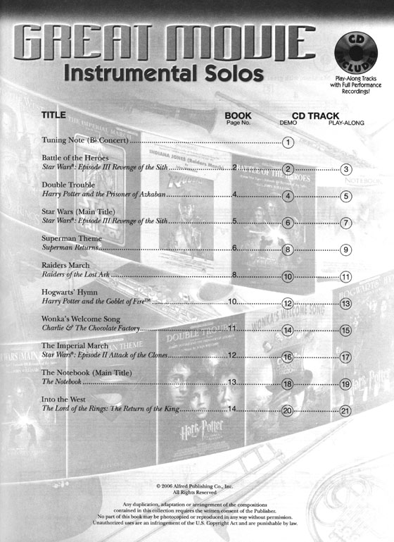 Great Movie Instrumental Solos【CD+樂譜】for Trumpet, Level 2-3