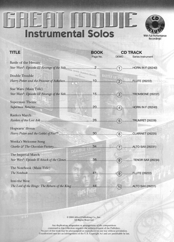 Great Movie Instrumental Solos, Piano Accompaniment, Level 2-3