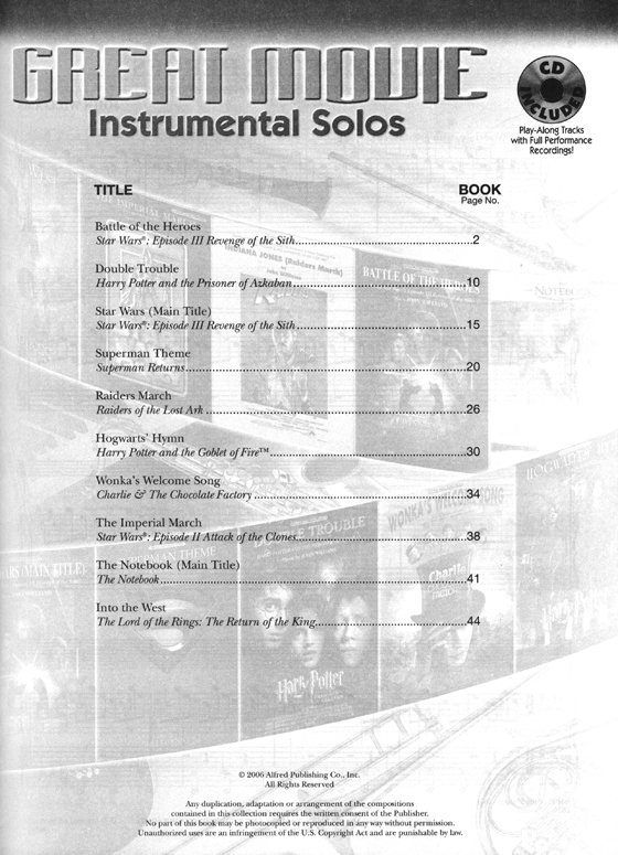 Great Movie Instrumental Solos【CD+樂譜】for Violin(Removable Part)／Piano Accompaniment , Level 2-3