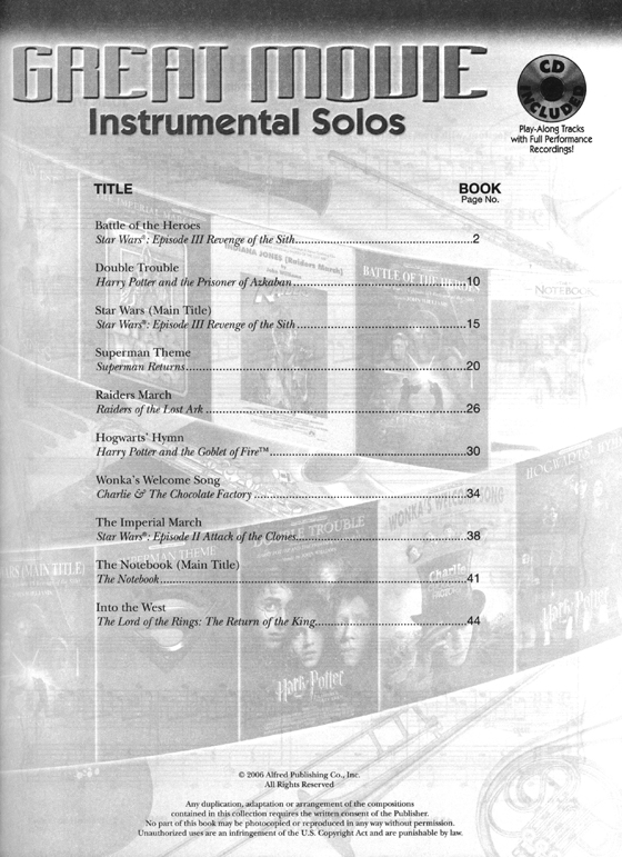 Great Movie Instrumental Solos【CD+樂譜】for Viola(Removable Part)／Piano Accompaniment , Level 2-3