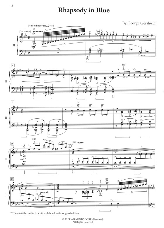 Gershwin Rhapsody in Blue for Piano Solo and Orchestra (Arranged for Second Piano)