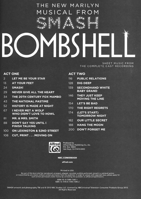 SMASH Bombshell‧Shaiman／Wittman Piano‧Vocal