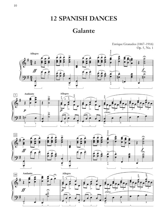 Granados 12 Spanish Dances Opus 5 for the Piano