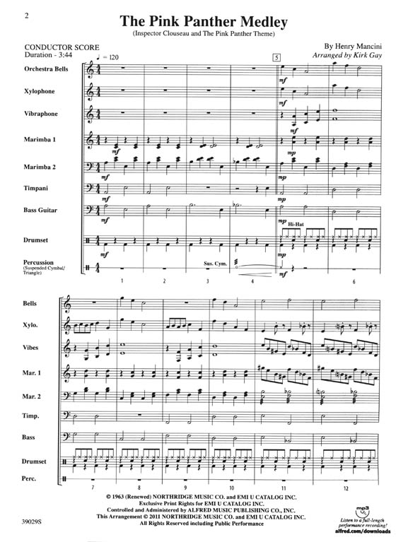 The Pink Panther Medley (Inspector Clouseau and The Pink Panther Theme) for Percussion Octet and Bass Guitar The Pink Panther Medley (Inspector Clouseau and The Pink Panther Theme) for Percussion Octet and Bass Guitar