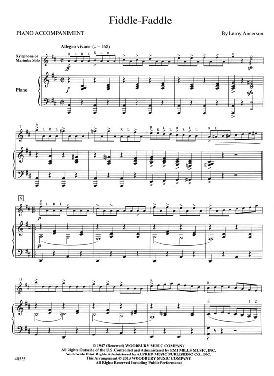 Fiddle-Faddle (For Solo Xylophone or Marimba with Piano Accompaniment) By Leroy Anderson Fiddle-Faddle (For Solo Xylophone or Marimba with Piano Accompaniment) By Leroy Anderson