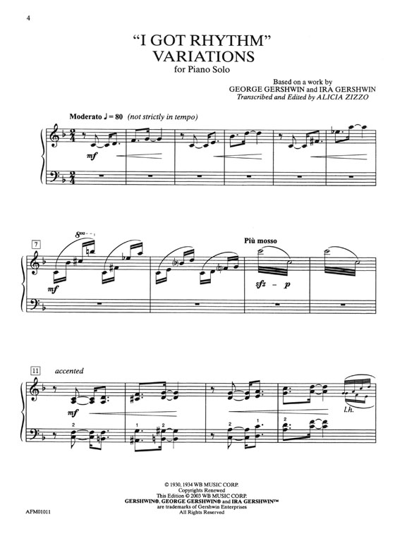 George Gershwin "I Got Rhythm" Variations Advanced Piano Solo George Gershwin "I Got Rhythm" Variations Advanced Piano Solo