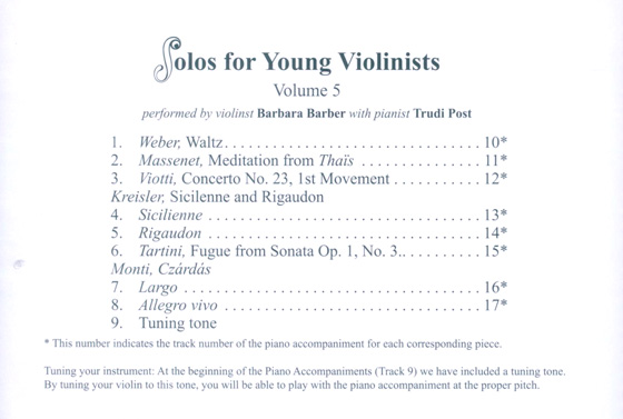 Solos for Young Violinists Volume 5【CD】8015