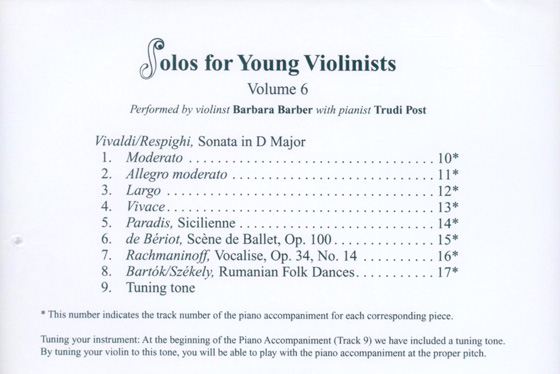 Solos for Young Violinists Volume 6【CD】8016