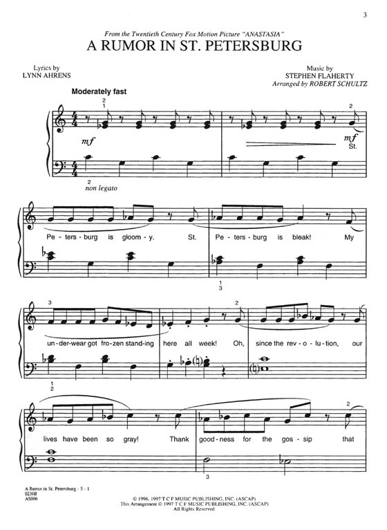 Selections from Anastasia for Piano Selections from Anastasia for Piano