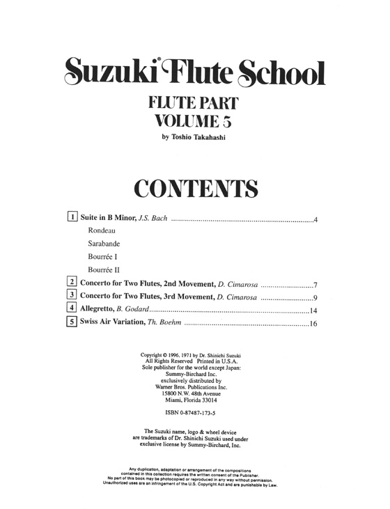 Suzuki Flute School 【Volume 5】Flute Part