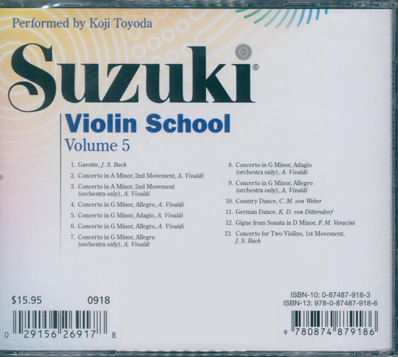 Suzuki Violin School Volume 5【CD】0918