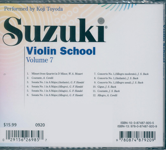 Suzuki Violin School Volume 7【CD】0920