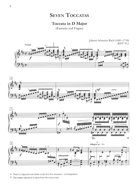J. S. Bach Seven Toccatas BWV 910-916 for the Keyboard