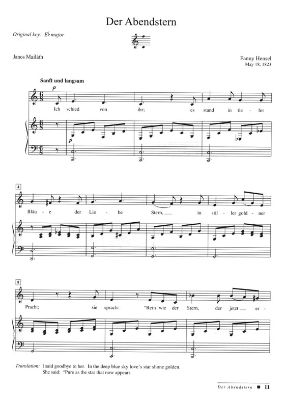 Fanny Mendelssohn Hensel 16 Songs Low Voice