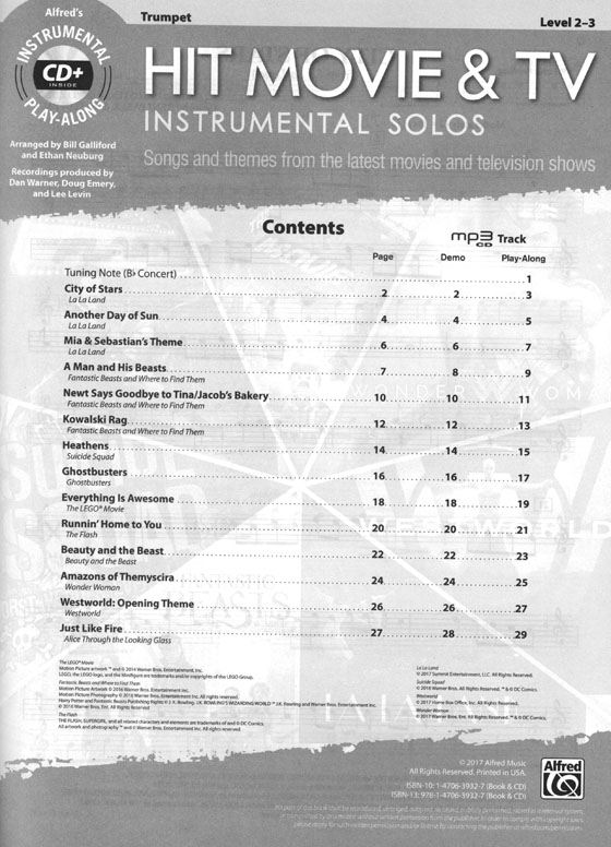 Hit Movie & TV Instrumental Solos for Strings - Trumpet (Book & CD)
