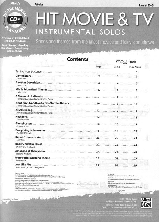 Hit Movie & TV Instrumental Solos for Strings - Viola (Book & CD)
