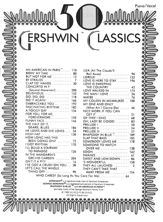 50 Gershwin Classics Piano／Vocal