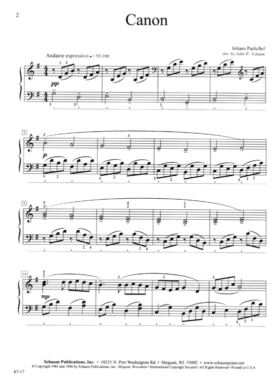 Pachelbel's Canon Level Six Piano Solo