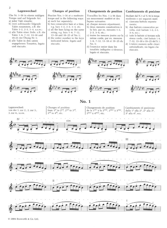 Ševčík Violin Studies【Opus 8】Changes of Position and Preparatory Scale Studies