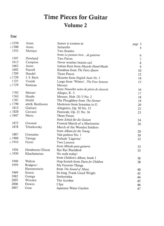 Time Pieces for Guitar Volume 2
