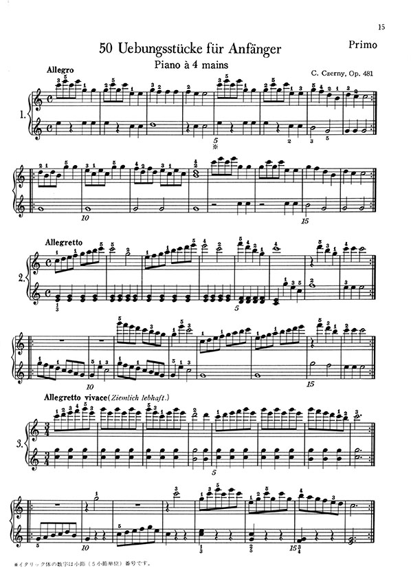 Czerny 50 Uebungsstücke für Anfänger Op.481 (Piano à 4 mains)／ツェルニー 50の連弾練習曲