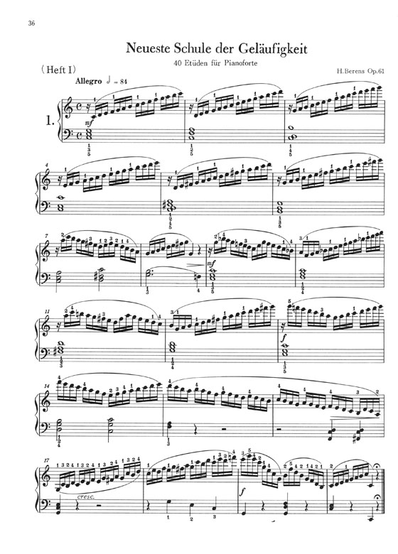 Berens Neueste Schule der Geläufigkeit Op.61／ベレンス 40の練習曲 (タッチと表現のための)