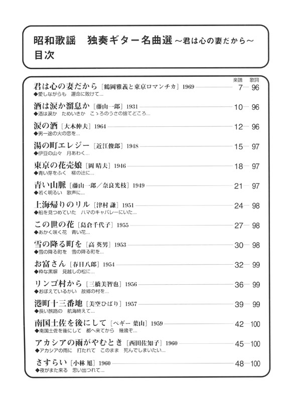 独奏ギター名曲選 昭和歌謡～君は心の妻だから～