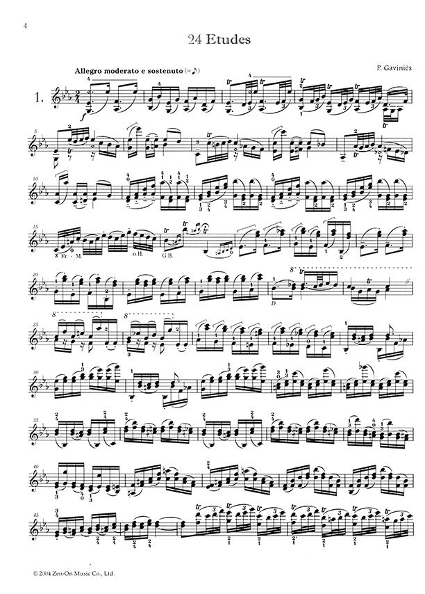Gaviniés 24 Etudes／ガヴィニエ 24のエチュード for Violin