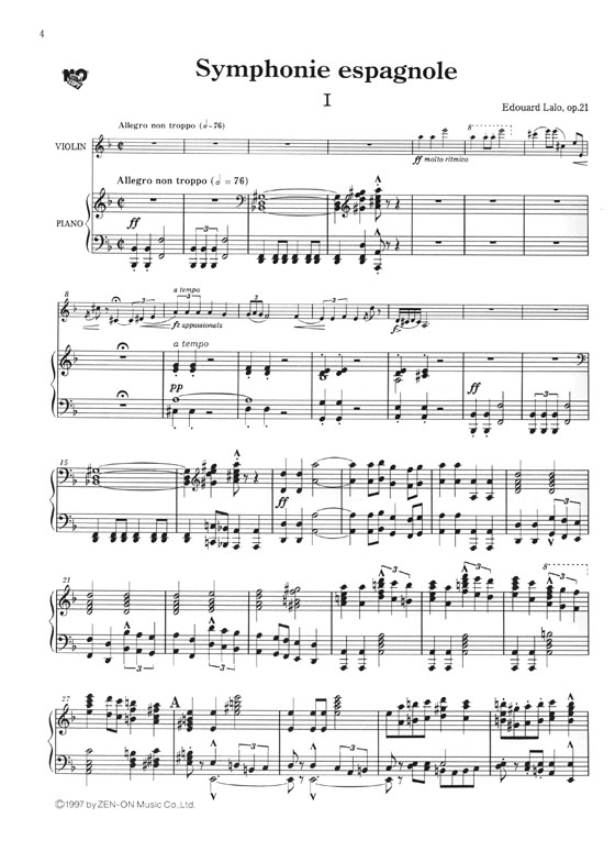 Lalo Symphonie Espagnole, Op. 21／ラロ スペイン交響曲 作品21 for Violin