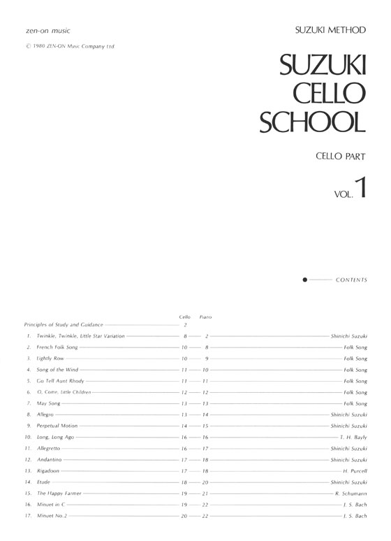 Suzuki Cello School Volume Vol.1 チェロ指導曲集 1 [CD付]