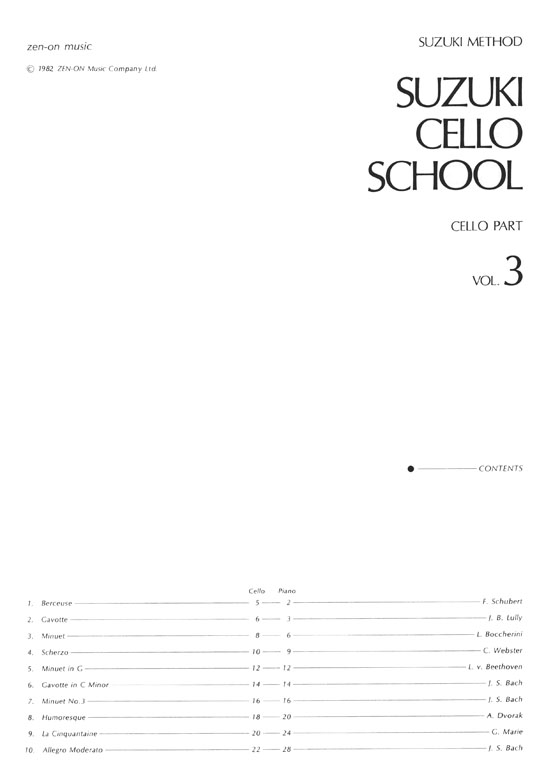 Suzuki Cello School Volume Vol.3 チェロ指導曲集 3 [CD付]