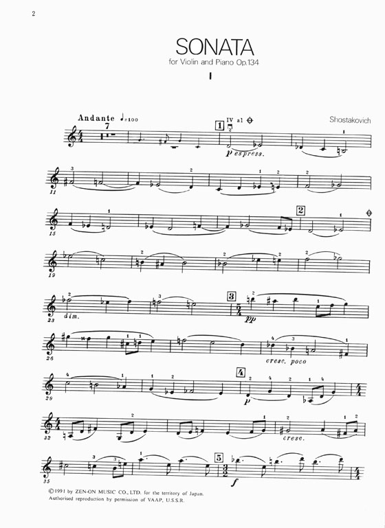 Shostakovich Sonata for Violin and Piano Op.134／ショスタコービッチ バイオリンソナタ 作品134