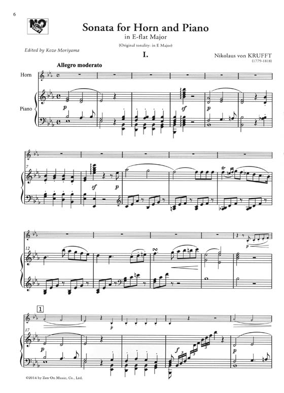 Krufft Sonata for Horn and Piano／クルフト ホルン･ソナタ [Version for Horn in E-flat]