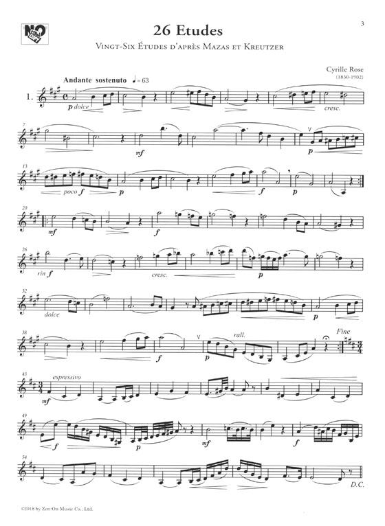 Cyrille Rose 26 Etudes／ローズ 26のエチュード for Clarinet