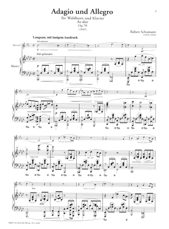 Schumann／Adagio und Allegro , Op. 70 シューマン アダージョとアレグロ 作品70 for Horn and Piano